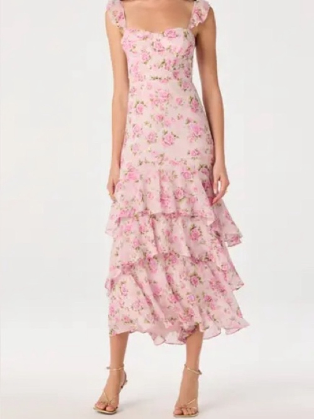 ASTR The Label Alcina Polka Dot Maxi Dress Pink Multi Floral - Picture 3 of 14